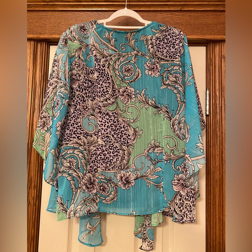 Sara Michelle Womens 1X Top W/Attached Tank Multicolor - Picture 2 of 8